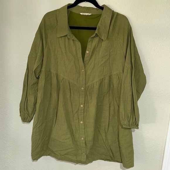 Collared babydoll olive dress